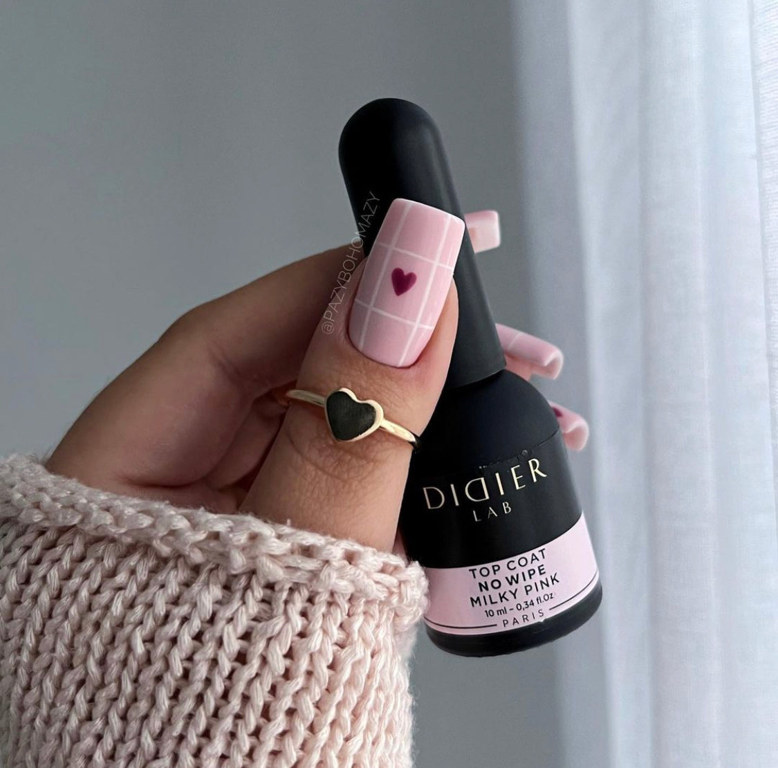 Gellak Top Coat Didier Lab No Wipe Milky Pink