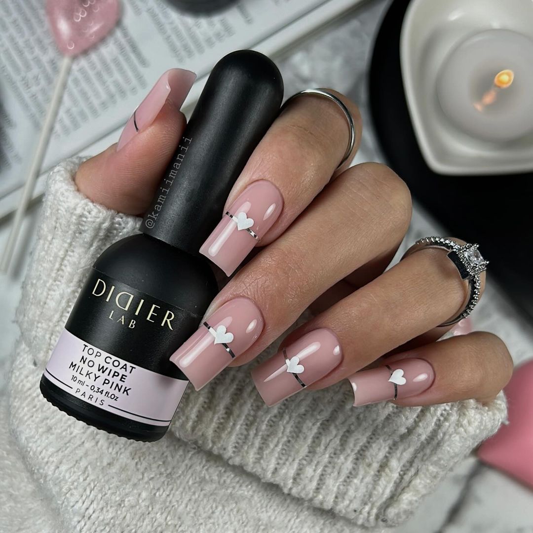 Gellak Top Coat Didier Lab No Wipe Milky Pink